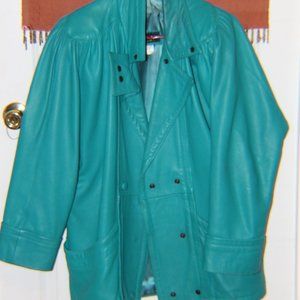 1989 blue/green weighted leather jacket FROM NEW ZEALAND by Alpinewear